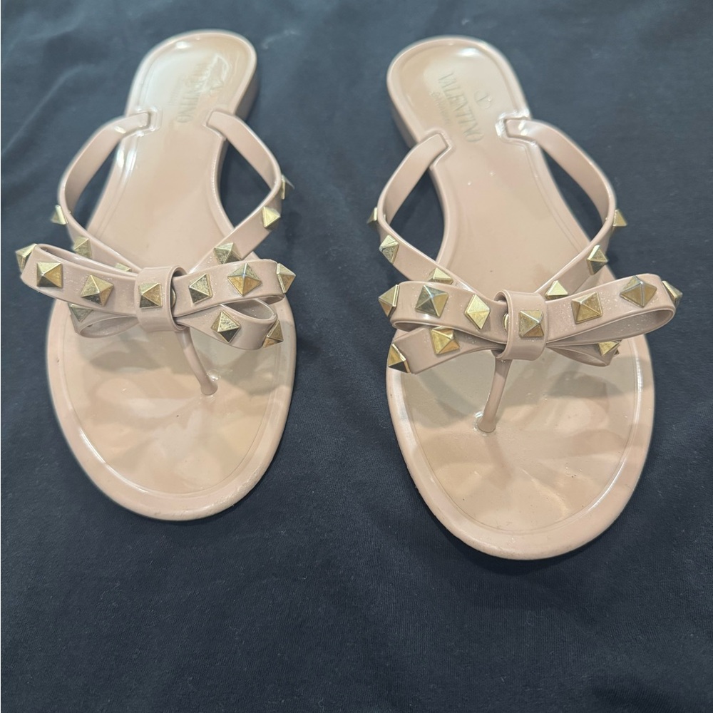 Valentino stud jelly sandals slides nude beige 40
